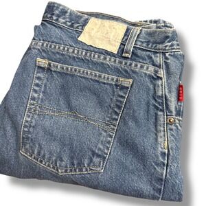 Bugle Boy Mens Loose Fit Jeans Blue Denim Size 36x32 Hip Hop Straight Leg Y2K
